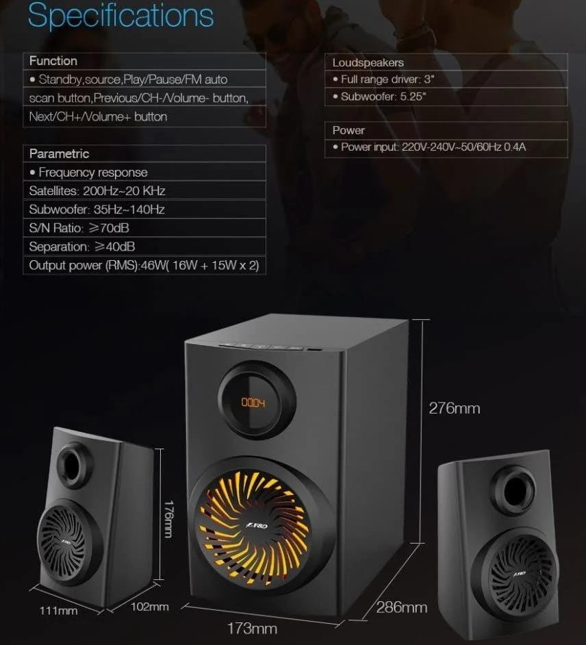 F&D F190X 2.1 Multimedia Speakers Black, photo 4