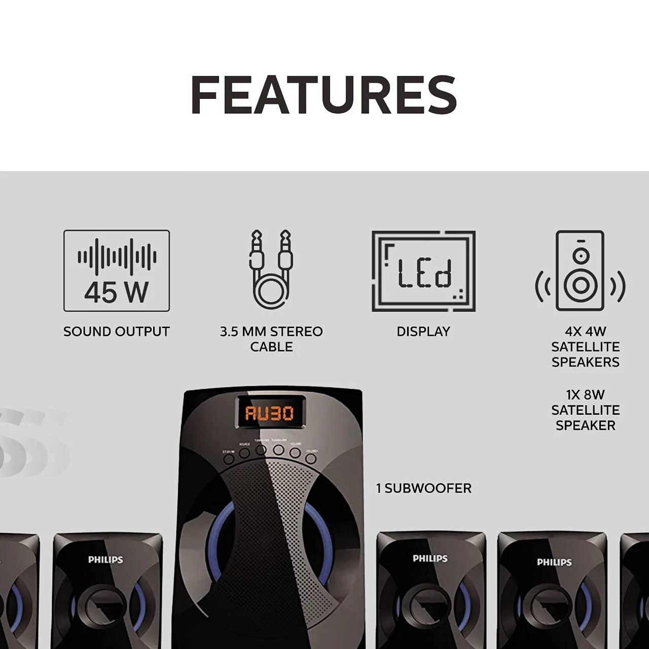 Philips Audio SPA4040B/94 5.1 Channel Multimedia Speakers, photo 4