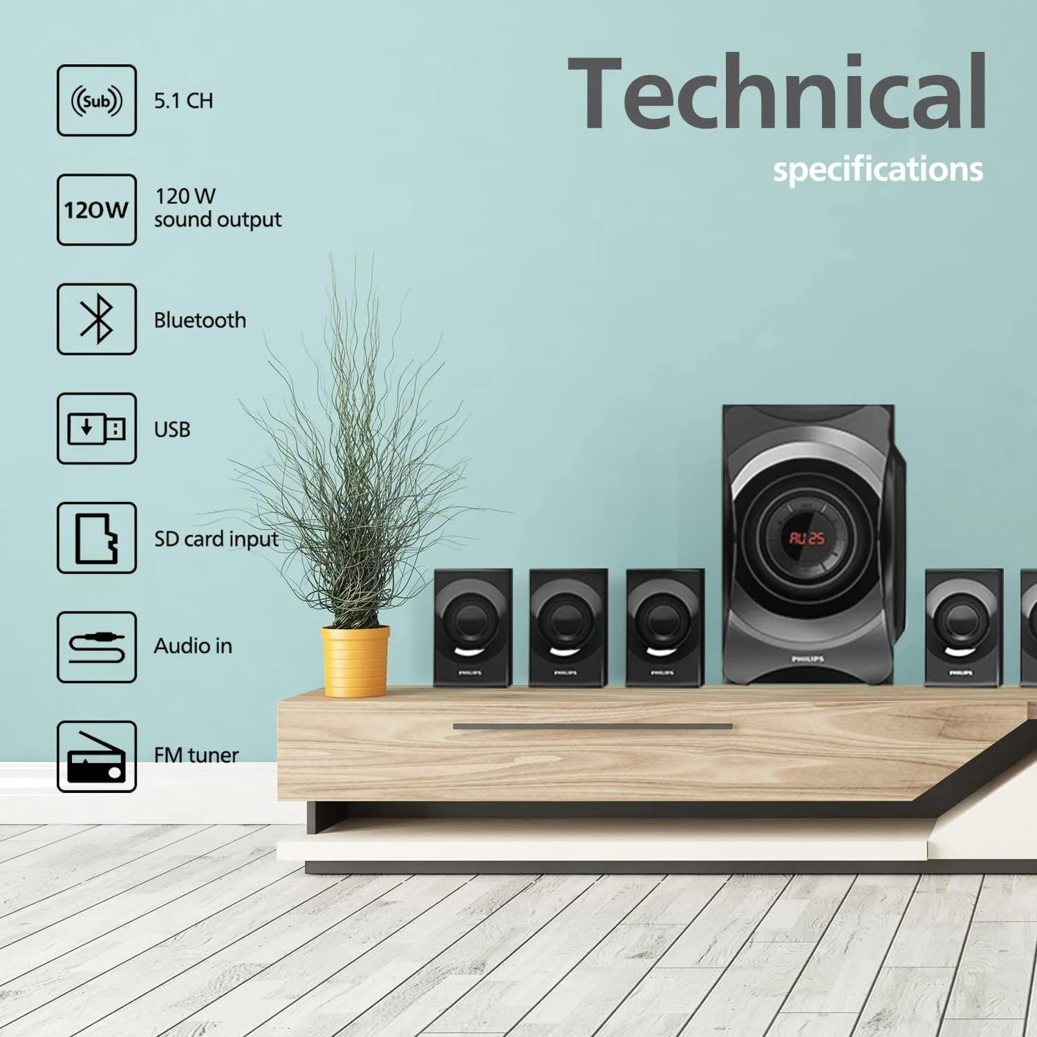 Philips SPA8000B/94 5.1 Channel 120W Multimedia Speaker System, photo 3