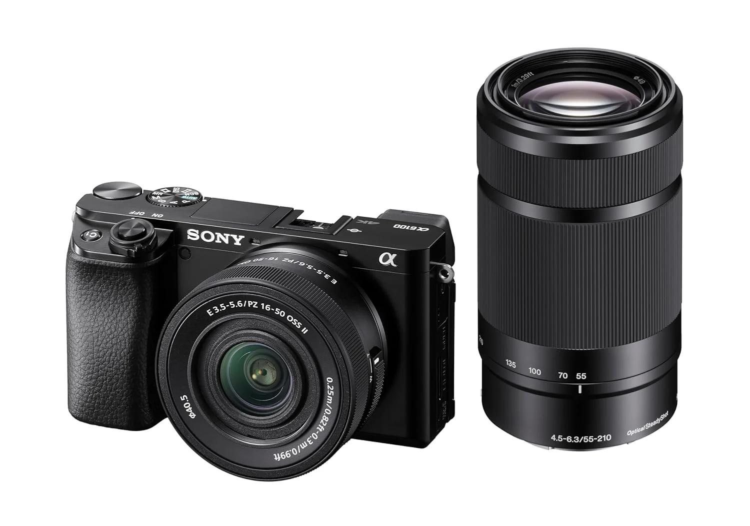 Sony New Alpha ILCE-6100X with Power Zoom Lens + SEL55210 Lens - Black
