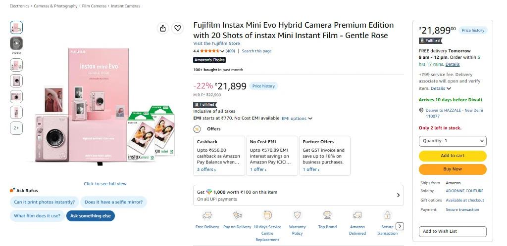 Fujifilm Instax Mini Evo Hybrid Camera Premium Edition