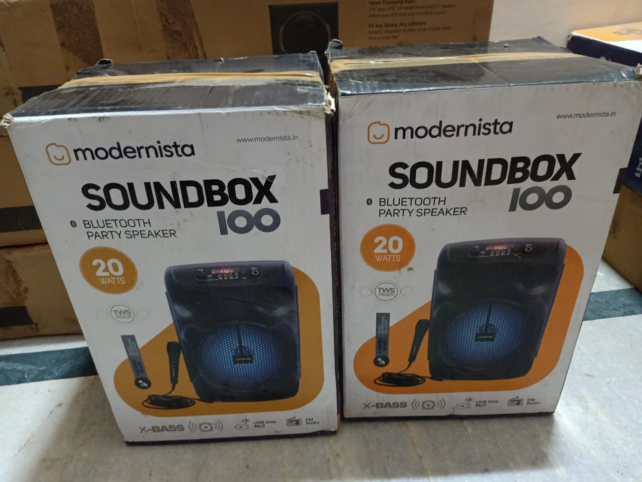 Modernista Sound Box 100 20 Watt Bluetooth Party Speaker in use