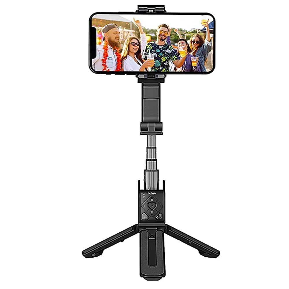 Hohem iSteady Q selfie stick tripod with remote in use