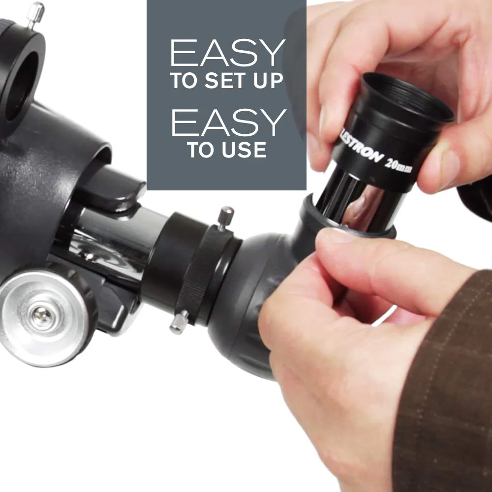 Celestron AstroMaster 70AZ Refractor Telescope in use