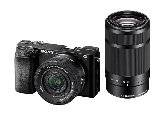 Sony New Alpha ILCE-6100X with Power Zoom Lens + SEL55210 Lens - Black in use