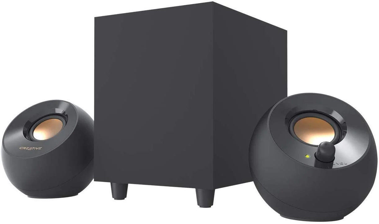 Creative Pebble Plus 2.1 USB-Powered Desktop Speakers in use