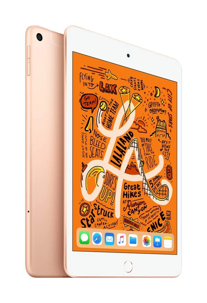 Apple iPad Mini with A12 Bionic chip 7.9-inch Wi‑Fi + Cellular 256GB Gold in use